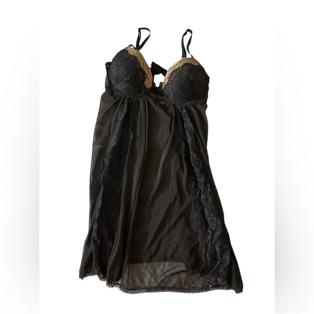 Black Lingerie Babydoll Lace Mesh Y2K Sz Small